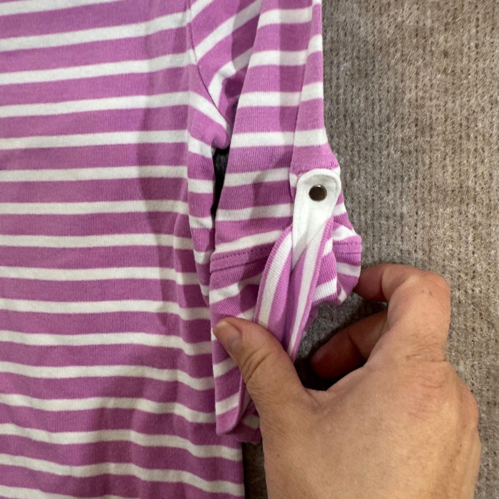 Jones New York Striped Boat Neck Top Womens Small Pink White 3/4 Sleeve Preppy - Picture 5 of 9